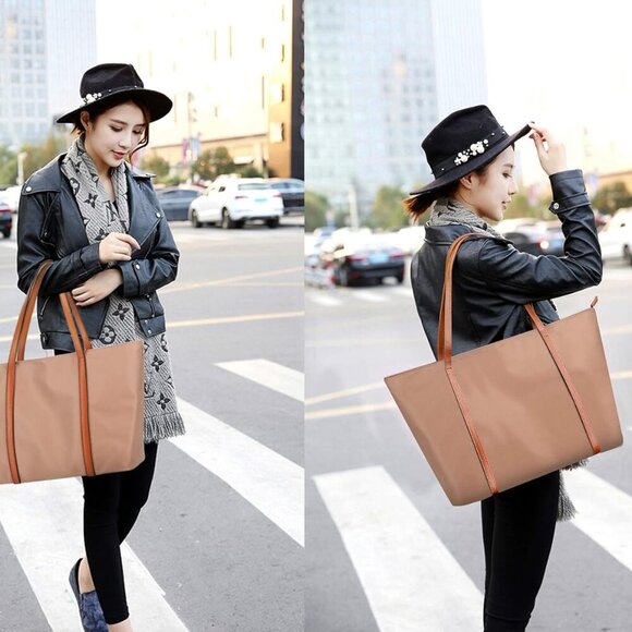 Women's Nylon Tote Bags Large Capacity Shoulder Bags Work Handbags Purses - Picture 4 of 7